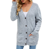 Sweater Long Coat Women's Long Dress Long Female Solid Color Mah-Button Cardigan Long-Sleeved British Style HZ1208