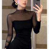 2025 Autumn And Winter Dress Alone Special Tight Bottom Shirt Top Dress Small Design Solid Color Long Sleeves With T-Shirts HZ1208