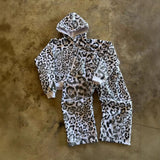 Autumn And Winter New Jacket Set Loose Street Fashion Leopard Print Retro Style Men And Women Casual HZ1208