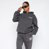 Street Hooded Trousers Set Printing Foamy Hip Hops Casual Women Plus Velvet Sweatpants HZ1208