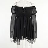 21154 Chiffon Shoulder Irregular Dress Girded Suit Temperament Commuting Short Skirt HZ1208