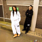 Men's Hip-Hop Letter-Print Sweatpants Trendy Street Loose-Fitting Broad Leg Trousers Drawstring Straight Trousers HZ1208