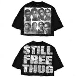 2025 Cool Boy New English Before And After Printing ëÃÞ Five-Sleeved T-Shirt Round Collar Top HZ1208