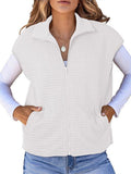Spring And Autumn Explosion Women's Collar Zipper Vest Waffge Pocket Sweatshirt Sleeveless Coat Woman HZ1208