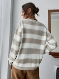 2025 Autumn And Winter New Personality Hit Color Knitted Shirt Color Stripe Loose Sweater HZ1208