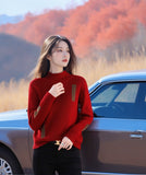 Half-High Red Sweater Women's Autumn And Winter Thick Knitted Shirt Fashion Life Year Short-Lived In The Middle Of The Year To Play The Bottom Shirt HZ1208