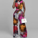 Women's Clothing In The Spring Of 2025 New Fashion Hot Casual Trousers Dress Print Sleeveless Jumpsuit HZ1208
