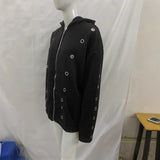 Trending Iron Ring Hollow Loose Open Shirt Zipper Hoodie Chicken Eye Design Jacket Suit HZ1208