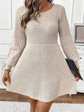 New Autumn And Winter Knitted Women's Clothing Loose High-Waisted A-Dress Round Collar Collar Sweater Dress HZ1208