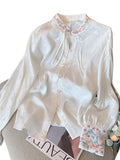 New Chinese Style Embroidered Collar Shirt Women's Spring 2025 Design Sense Of Improved Cheongsam Zen Dress Top HZ1208
