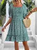2025 Women's Summer New New Ocean Bubble Bubble Sleeves Crush Flower Dresses Women's Dress HZ1208