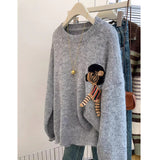 2025 Design Embroidered Jacket Sweater Women's New Autumn And Winter Thick Small Lazy Wind Bottom Knitting Shirt HZ1208