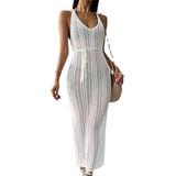 Summer Sexy High-Rise Strap Hollow Dress Women's Beach Knitted Sunbine Bikini Hoodie HZ1208