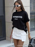 2025 Hot Letter-Print T-Shirt Women's Cotton Collar Loose Short-Sleeved Top INS Style HZ1208