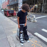 High Street Trend Pants High Street In Tide Brand Men And Women Loose Casual Straight Printing Pants 2025 HZ1208