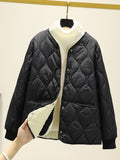 Winter Coat Cotton Women With Plus Thick Small Cotton Jackets Small Lattice Lattice Lingge Cotton Clothes Women HZ1208