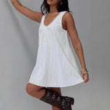 2025 New Spring And Summer Sexy Lace Spliced Bow Vest Doll Dress HZ1208