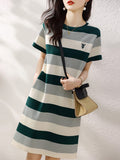 Crash Striped Dress 2025 Summer New Korean Version Of Casual Simple Dress Showing Skinny Skin Dress Women HZ1208