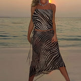 Spring 2025 Women's Dress Chic V-Neck Long Sleeve Sexy Open Long Skirt Two Sets HZ1208