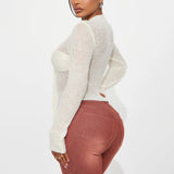 Fashion Front Breast Bow Kinetic Sweater With Sexy Body-Renovation Hottie Light Ripe Wind Pure Desire HZ1208