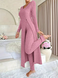Temu Autumn And Winter Design With A Sense Of Round Neck Opening Fork Long Coat Trousers Casual Fashion Set HZ1208