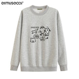 (Imitative Cotton Cotton Composite Milk Silk 350G) Autumn And Winter New Cat Print Loose Hooded Sweater HZ1208