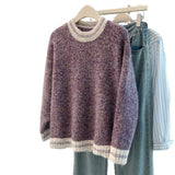 Autumn And Winter Dress New Women's Sweater Women's Korean Round Collar Bumpy Long-Sleeved Knitted Jersey Women Loose Thin Top HZ1208