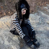 Autumn And Winter New Gothic Harajuku Ins Fashion High Street Punk Streak Zipper Hoodie Y2k Clothing HZ1208