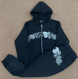 Set Letter Hoodie Open Trousers Sweatpants Sweatpants Pop Tat HZ1208