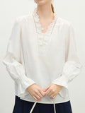 French Temperament Lace Lace V-Neck Shirt Women's Spring 2025 Design Sense Niche Elegant Loose Coat HZ1208