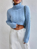 2025 Autumn And Winter New Women's High-Neck Long-Sleeved Sleeve Thighs Short Sweater HZ1208