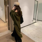 Korean Languid Wind Long Sweater Coat Women's Autumn And Winter New Loose High-End Feeling Thick Knitted Open Coat HZ1208
