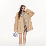 Autumn/Winter 2025 Brown Short Eco-Friendly Fur High Fashion Lazy Blouse HZ1208