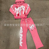 Set Letter Hoodie Open Trousers Sweatpants Sweatpants Pop Tat HZ1208