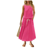 TK Hot 2025 New Summer Vacation Sleeveless Vest Half-Dress Cotton-Song Set Two-Piece Set HZ1208