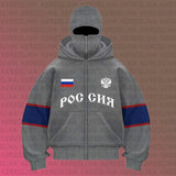 Autumn And Winter Double Hat Jacket Y2K Letter Printing Street Trendy Men's And Women's Hoodie Jacket HZ1208