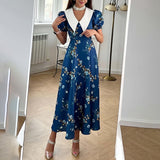 2025 New Women's Short-Sleeved Stylish Elegant Large-Size Wide-Legged Jump-Legged Jumpsuit HZ1208