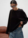 260G Fine Comb Cotton Solid Long-Sleeved T-Shirt Women Hot Loose Leisure Collar Top High Quality HZ1208