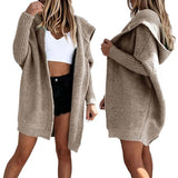 Hooded Cardigan Women's Sweater In Front Of The Knitted Coat Long-Sleeved Commute Wind HZ1208