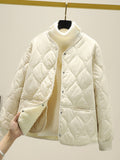 Winter Coat Cotton Women With Plus Thick Small Cotton Jackets Small Lattice Lattice Lingge Cotton Clothes Women HZ1208