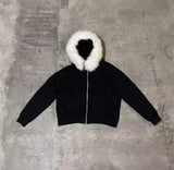 2025 New Solid Zipper Hoodie Hoodie High Street Thair Hat Coat Jacket HZ1208