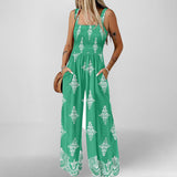 Spring 2025 New Women's Solid Color Slings To Collect The Waist Casual Temperament Trend Fashion Jumpsuit HZ1208