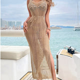 Summer Sexy High-Rise Strap Hollow Dress Women's Beach Knitted Sunbine Bikini Hoodie HZ1208