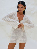 New Beach Dress Women Solid Color Sexy Knitted Beach Bikini Women's Dress HZ1208