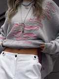 Super Tattered Sweater Women Lazy In The Long Loose Long-Sleeved Holiday Two Autumn And Winter Clothes HZ1208