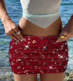 2025 Fashion Bead Short Skirt Sexy Babes Hip Skirt Squint Club HZ1208