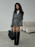 Solid-Color Knitted Sweater Set Hottie Simple Cardigan Ass Skirt Set Winter Two-Piece Set HZ1208