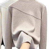 One-Piece Sweater Bottomed Women Set Warm 2025 Autumn And Winter New Plus Velvet Half-High Collar Temperament Top HZ1208