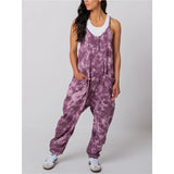 2025 Women's Check-Print Leisure Large Pocket Jumpsuit Wish Loose Back HZ1208