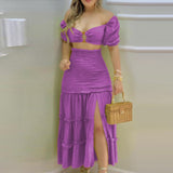 2025 Autumn New Fashion Impact Printing Vest High-Waist Open Fork Dress Set 661 HZ1208